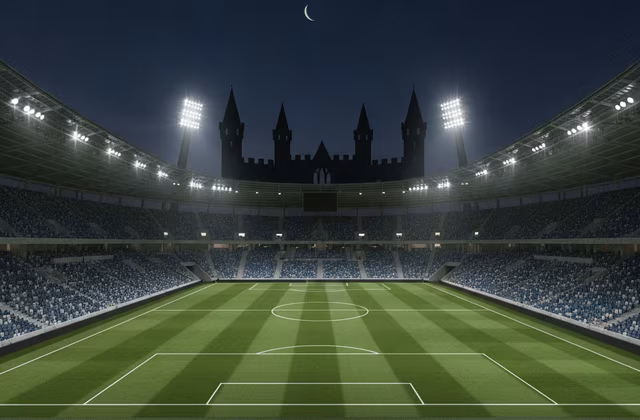 Moderne Arena bei Nacht